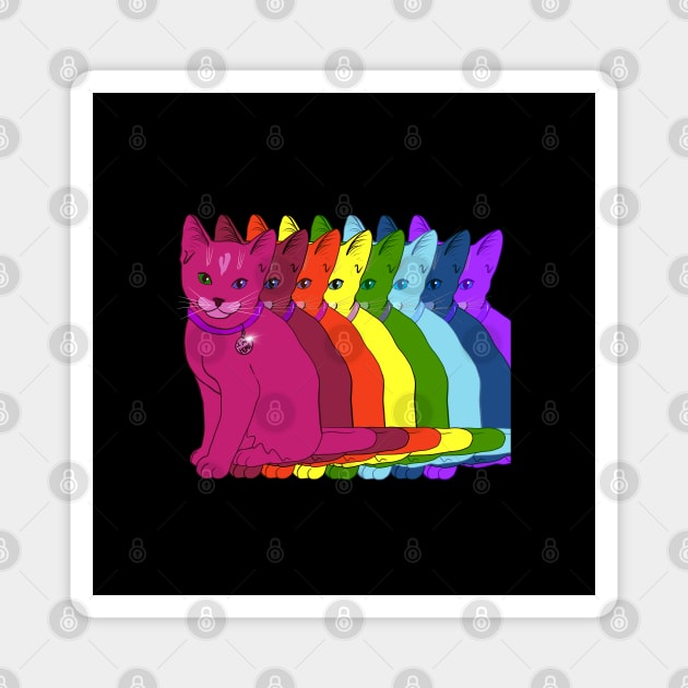 Rainbow Kitty Eight Kitties of ROYGBIV Feeling At Home Magnet by ElsewhereArt