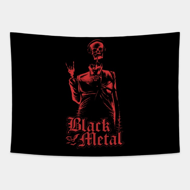 Black Metal (red version) Tapestry by wildsidecomix