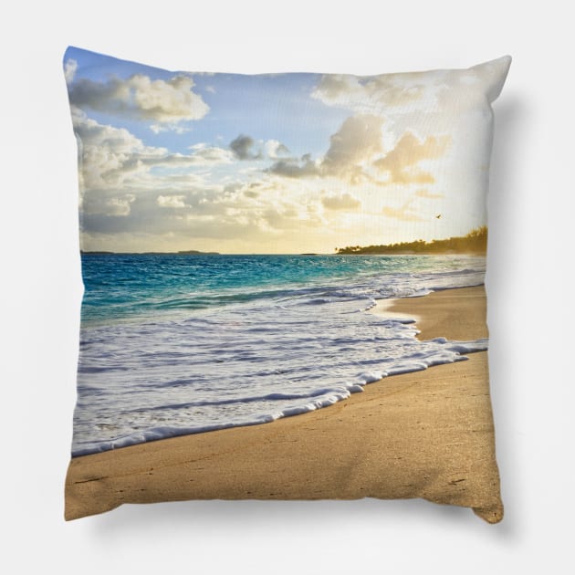 Beautiful Sunset Beach Pillow by NewburyBoutique