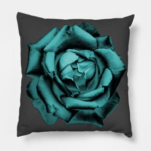 Turquoise Charcoal Rose Pillow