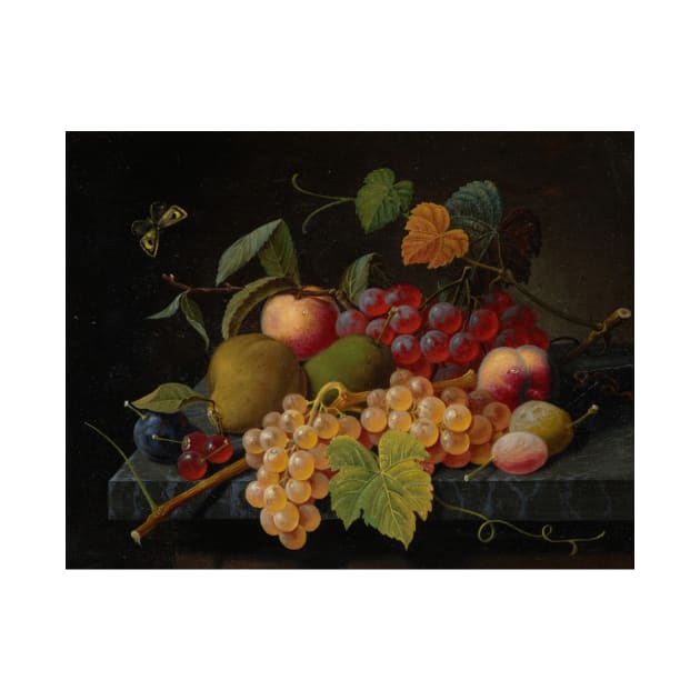 Fruit Still Life with Moth by Severin Roesen by Classic Art Stall