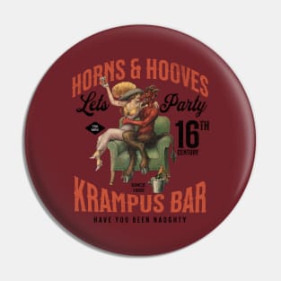 Distressed Horns & Hooves Krampus Bar Lets Party Naughty Christmas Pin