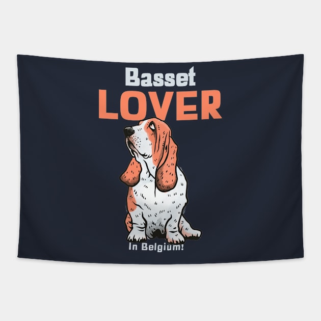 Basset Hound Lover In Belgium Tapestry by NivousArts