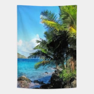 Caribbean - Palm Trees and Beach St. Thomas VI Tapestry