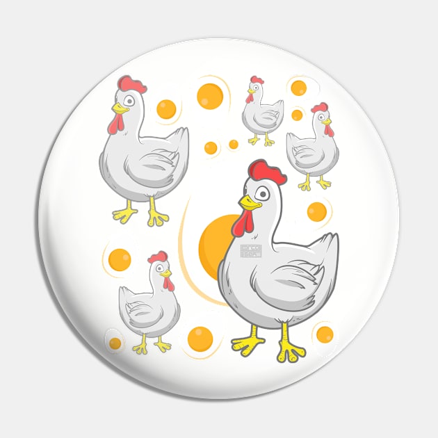 Funny Chick Hen Chicken Egg Yolk Farm Animal Farming Pin by porcodiseno