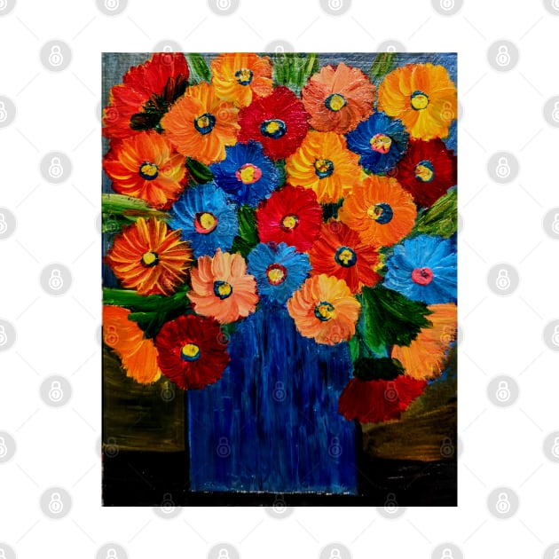 Bold colors abstract flowers by kkartwork