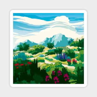 Colorful Mountain Landscape Magnet