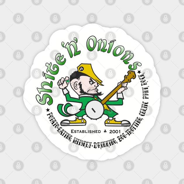 Shite 'n' Onions Folk Punk Banjo Leprechaun (Black print) Magnet by Tip-Tops