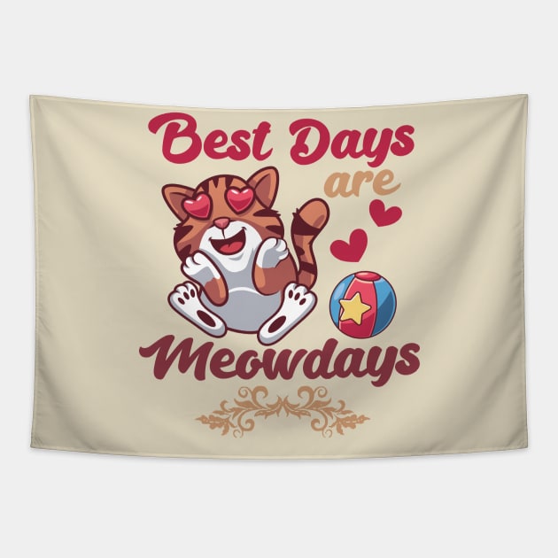 Best Days Are Meowdays Cute Heart Eyes Cat Tapestry by alcoshirts