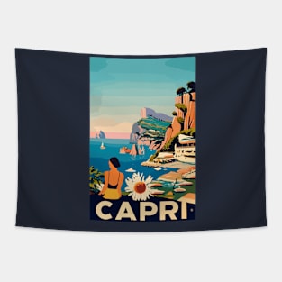 A Vintage Travel Art of Capri - Italy Tapestry