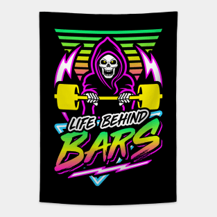 Life Behind Bars (Gym Reaper) Retro Neon Synthwave 80s 90s Tapestry