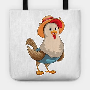 Chicken as Farmer with Hat Tote