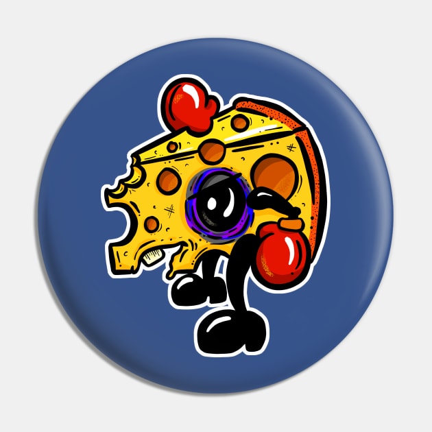 Boxing Edam Cheese Fighter Cartoon Pin by Squeeb Creative