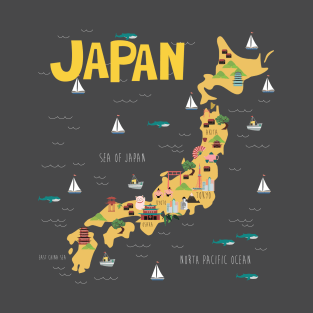 Japan Illustrated Map T-Shirt