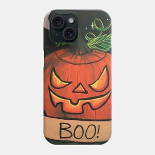 Halloween Jackolantern Boo Shirt by Canadian Artist Stephanie Perry Phone Case