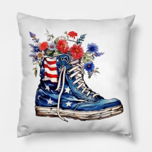 Patriot Shoe with Flowers Pillow