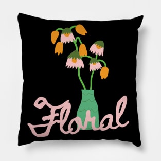 Floral flower vase illustration Pillow