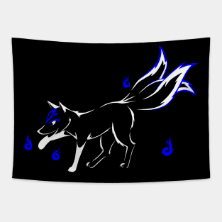 Kitsune (white and blue) Tapestry