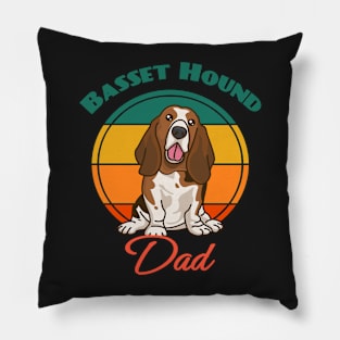 Basset Hound Dad fathers day Dog puppy Lover Cute Sunser Retro Pillow