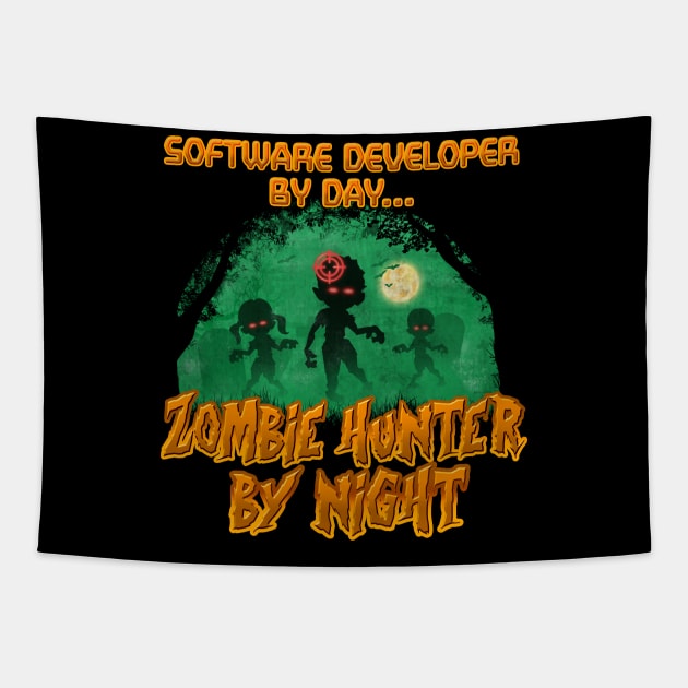 Software Developer by Day. Zombie Hunter By Night Tapestry by NerdShizzle