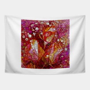 Rosebuds and Baby&#39;s Breath Abstracted Tapestry