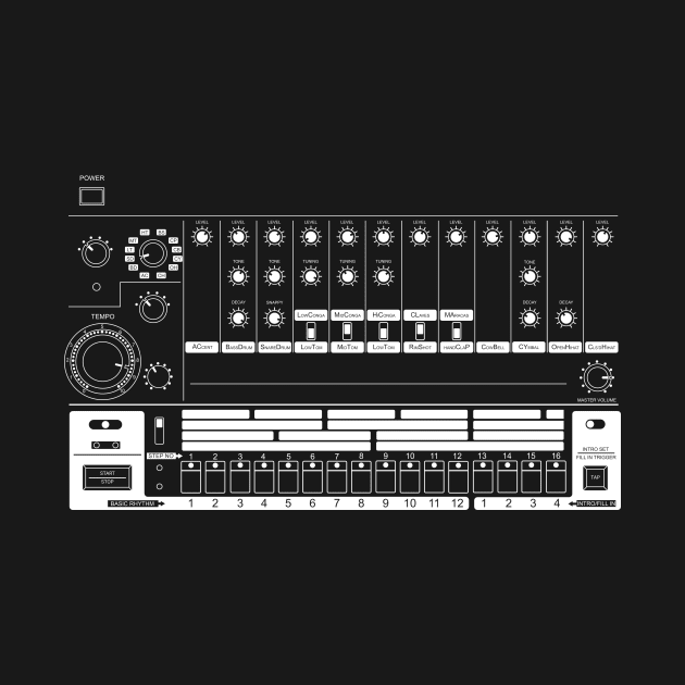 Vintage Drum Machine White Lines by Atomic Malibu