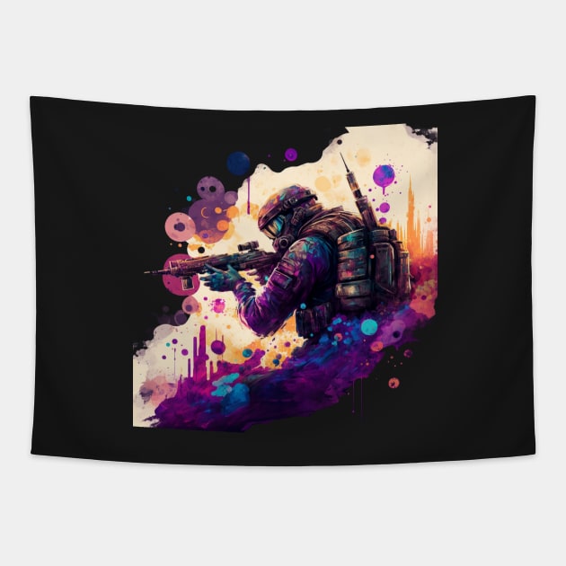 Soldier watercolor print Tapestry by Buff Geeks Art