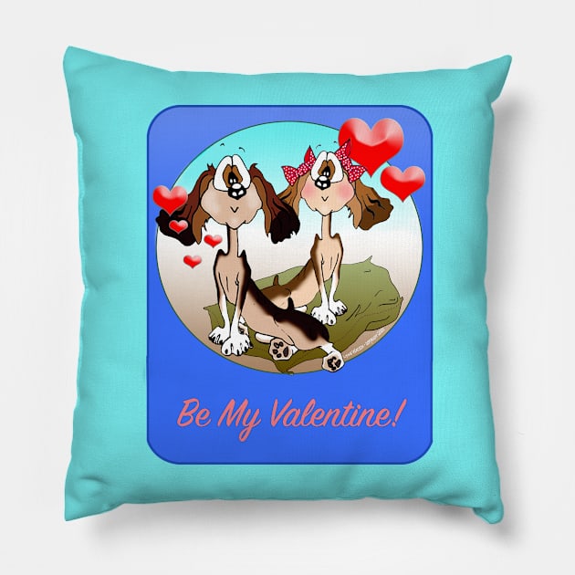 SPANIEL Valentine Cartoon. Pillow by chepea2