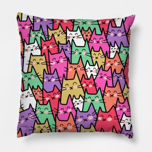 Cat Party - Colorful Pillow