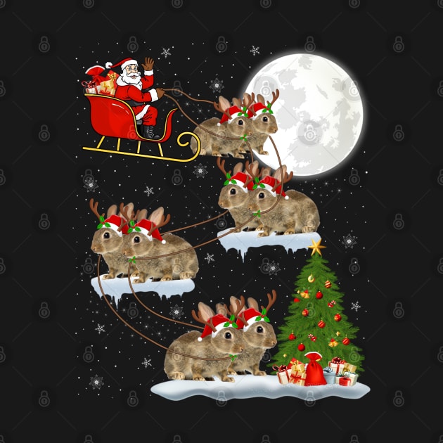 Funny Xmas Lighting Tree with Santa Rides Bunny at Christmas by Origami Fashion