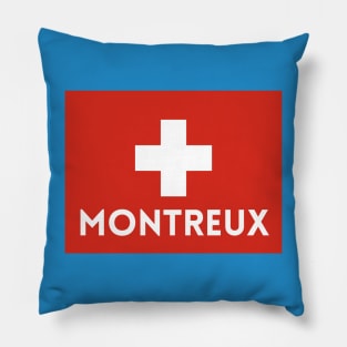 Montreux City in Swiss Flag Pillow