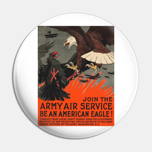 WWI Army Air Service Recruiting Poster Design - Be an American Eagle Pin by Naves