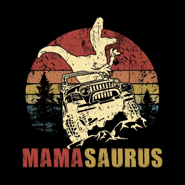 Vintage Jeep T-Shirt Mama Saurus Jeep Mom Gift by Lones Eiless