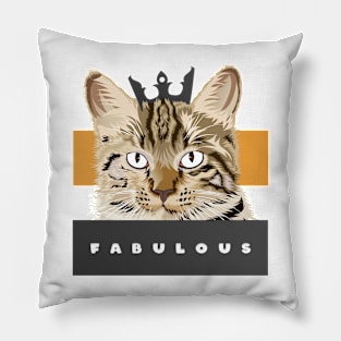 fabulous cat queen portrait Pillow