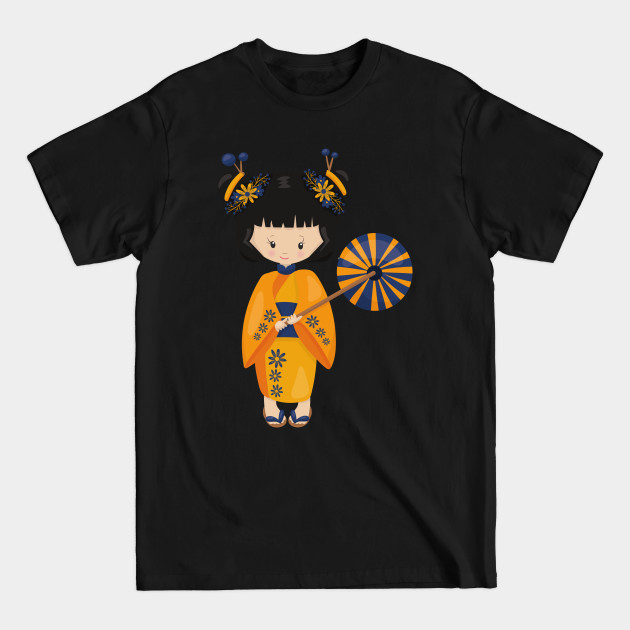 Disover Japanese Girl, Japan, Cute Girl, Orange Kimono - Japanese Girl - T-Shirt