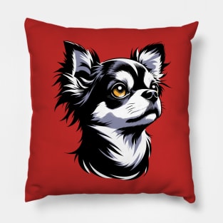 Stunning and Cool Chihuahua Monochrome and Gold Portrait for Father's Day Pillow