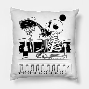 Drinking Skeleton Design Pillow