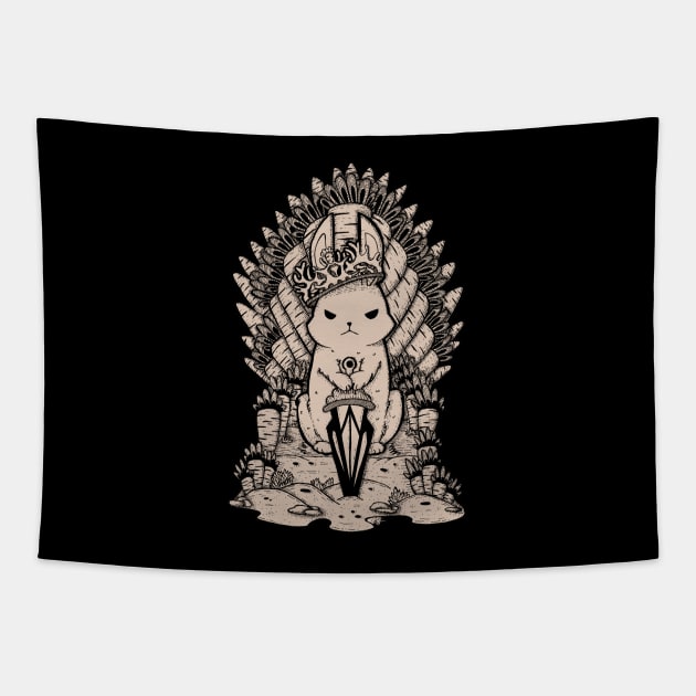 King Rabbit Line Art Light Version Tapestry by zarya_kiqo