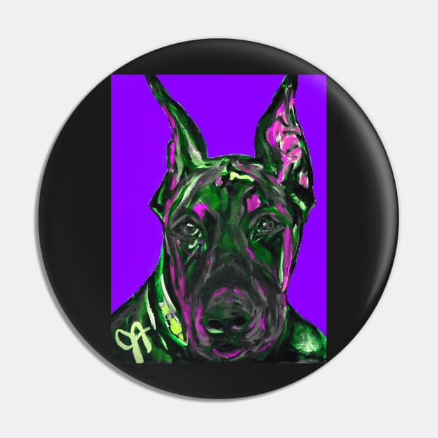 Doberman with Hot Purple Background Pin by Jeneralarts