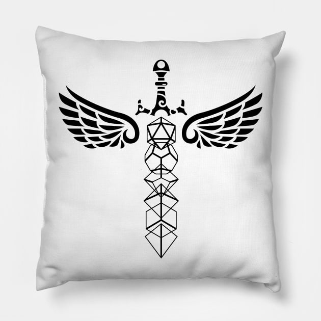 Dungeon Armory Winged Dice Sword Tabletop RPG Pillow by dungeonarmory