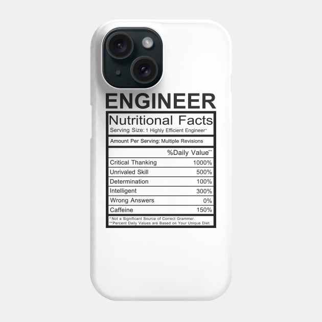 Engineer Nutritional Facts Phone Case by DragonTees