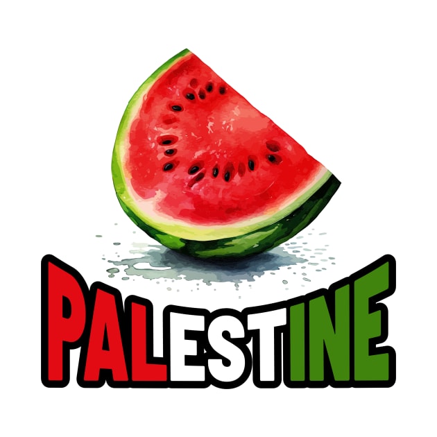 Palestine Watermelon - Bold Type Palestine Flag Color by GosokanKelambu