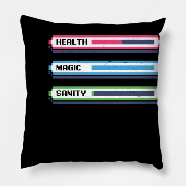 Video Game Sanity Bar - Funny RPG Stats Pillow by Studio Mootant