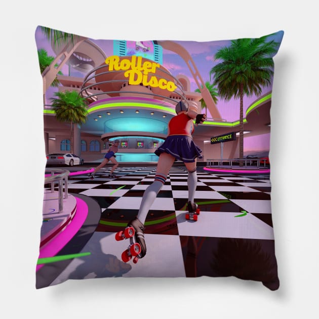 Roller Disco Pillow by dennybusyet