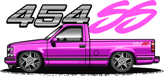 Chevy 454 SS Pickup Truck (Hot Pink) Kids T-Shirt by Jiooji Project