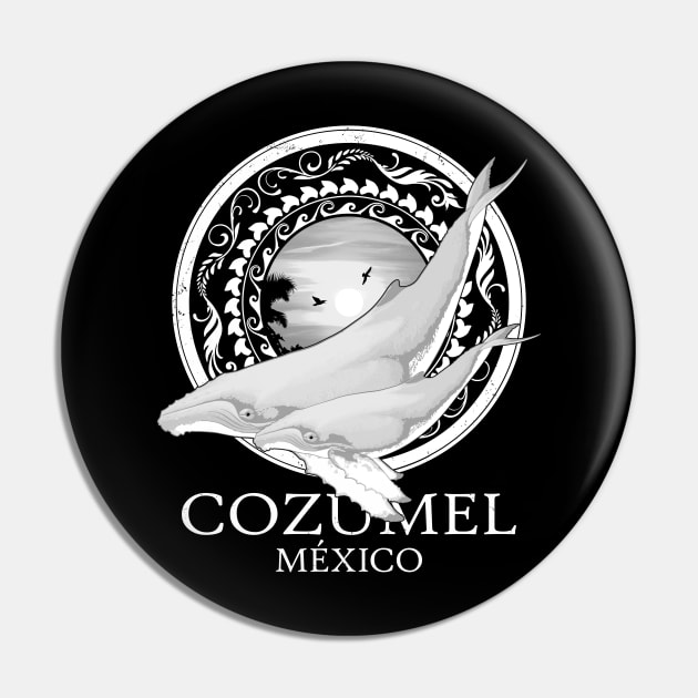 Humpback Whales Cozumel Mexico Pin by NicGrayTees