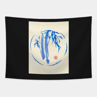 "enso blu"  Original enso sumi-e ink brush pen wash painting Tapestry