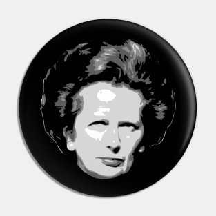 Margeret Thatcher Black and White Pin