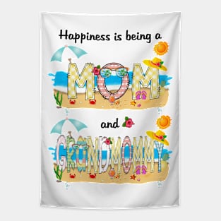 Happiness Is Being A Mom And Grandmommy Summer Beach Happy Mother's Tapestry