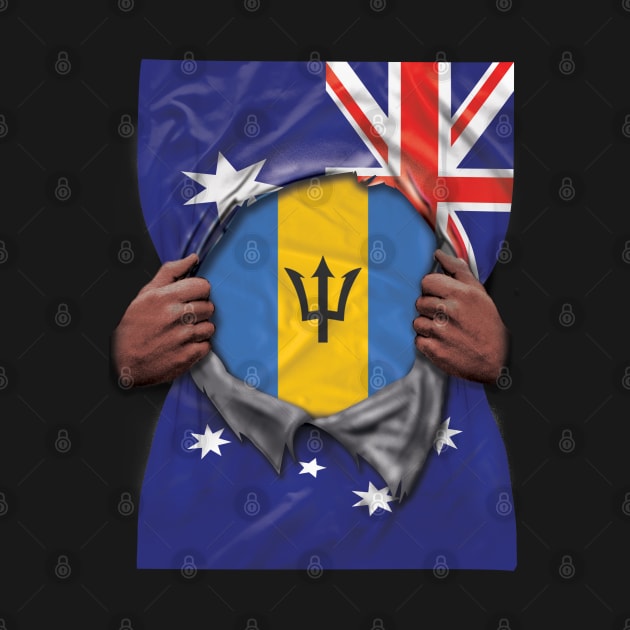 Barbados Flag Australian Flag Ripped - Gift for Barbadian From Barbados by Country Flags